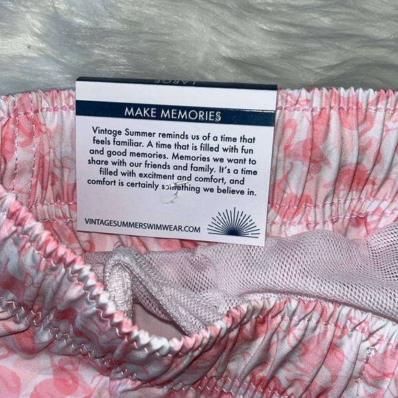 🆕 Men’s Vintage Summer Swim Trunks Pink Flamingos Swimwear Quick Dry Size L - Picture 10 of 10